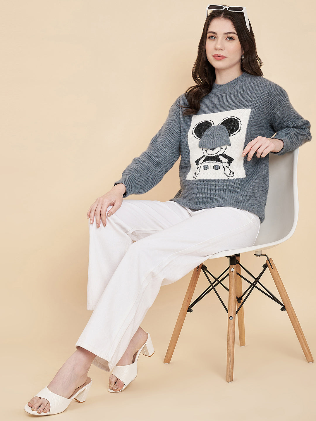 Women's Round Neck Printed Sweater