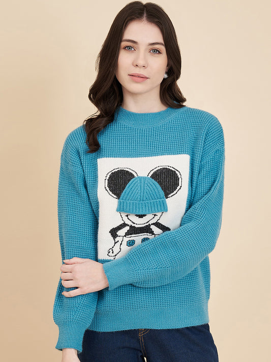 Women's Round Neck Printed Sweater