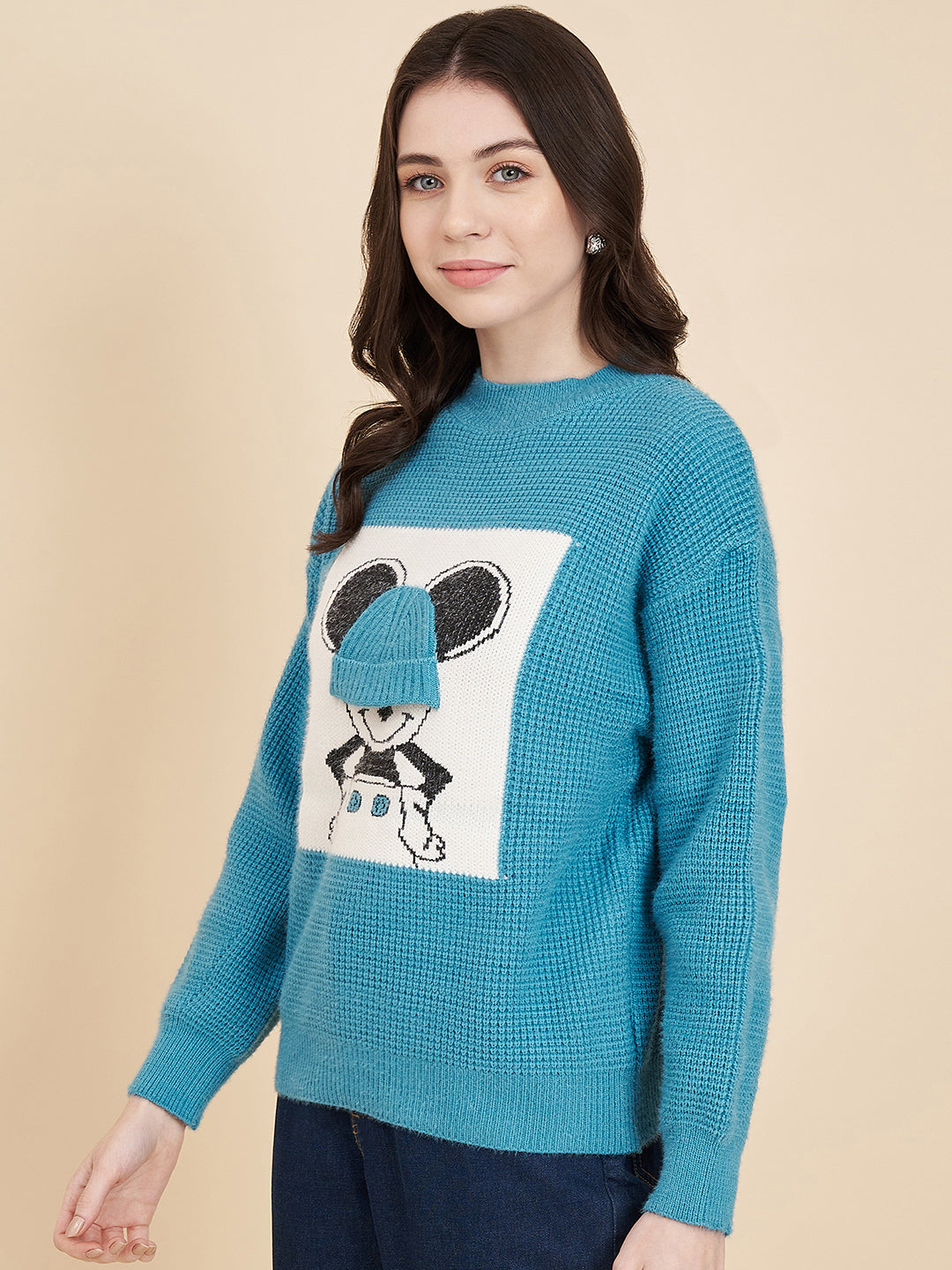 Women's Round Neck Printed Sweater