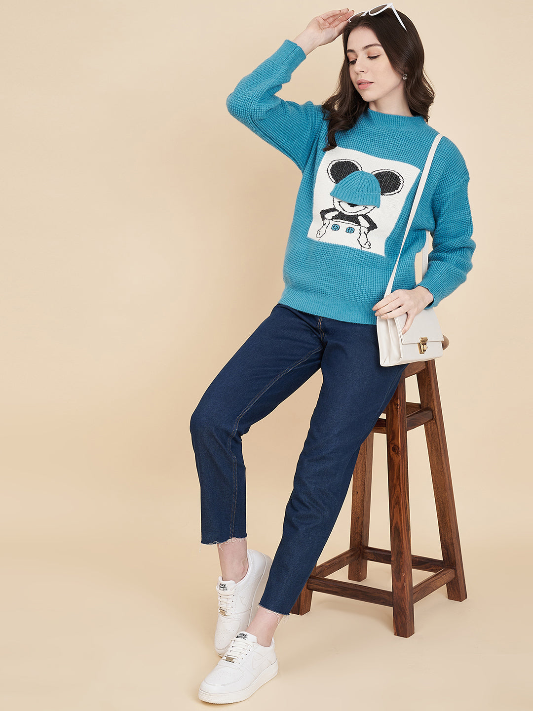 Women's Round Neck Printed Sweater