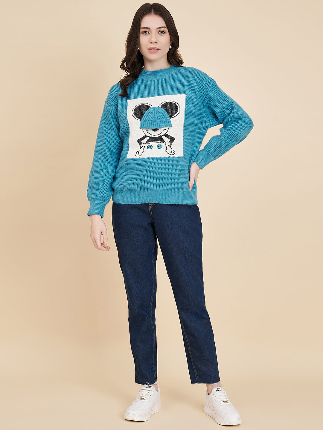 Women's Round Neck Printed Sweater