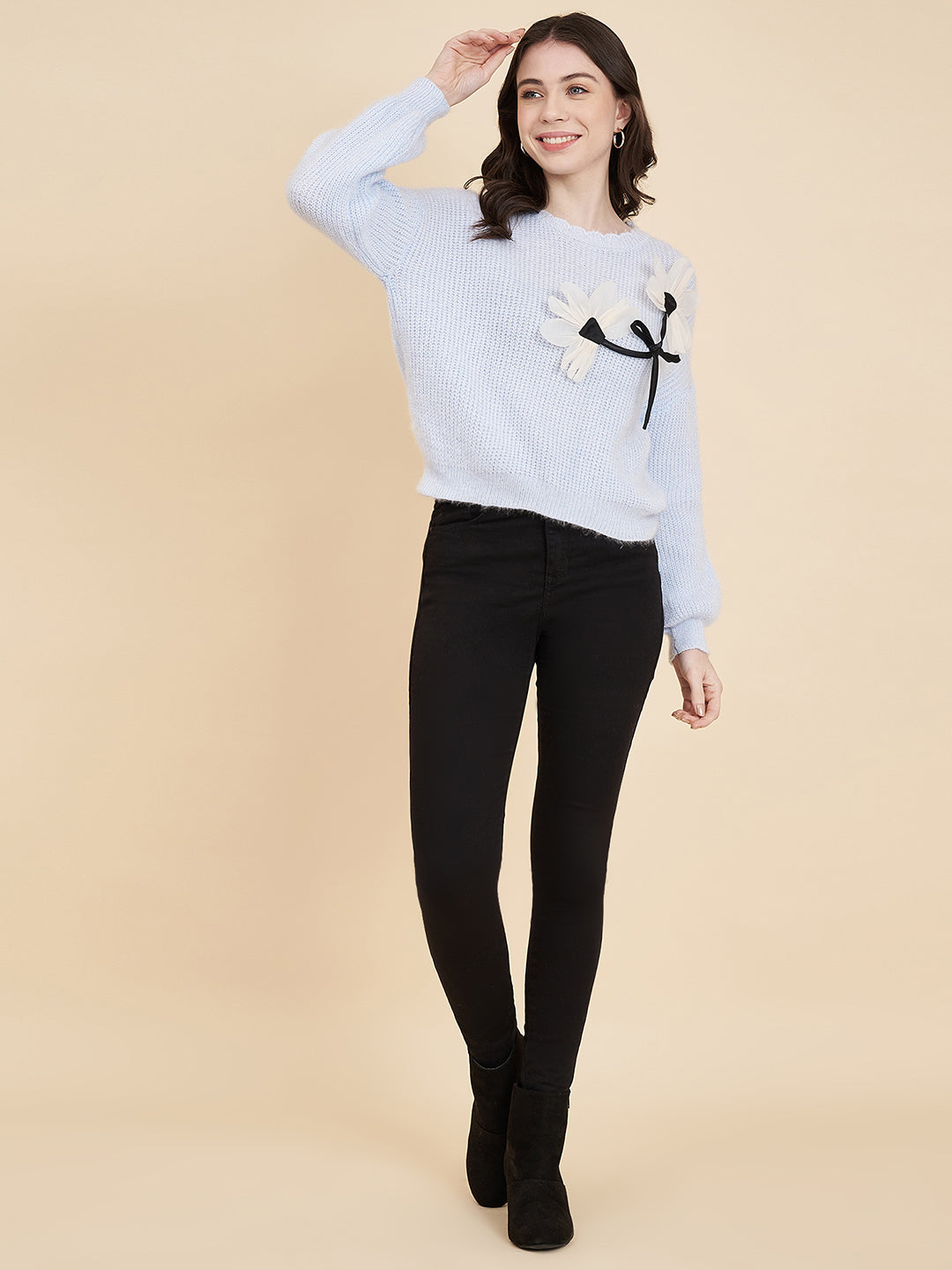 Women's Stylish Round Neck Solid Sweater