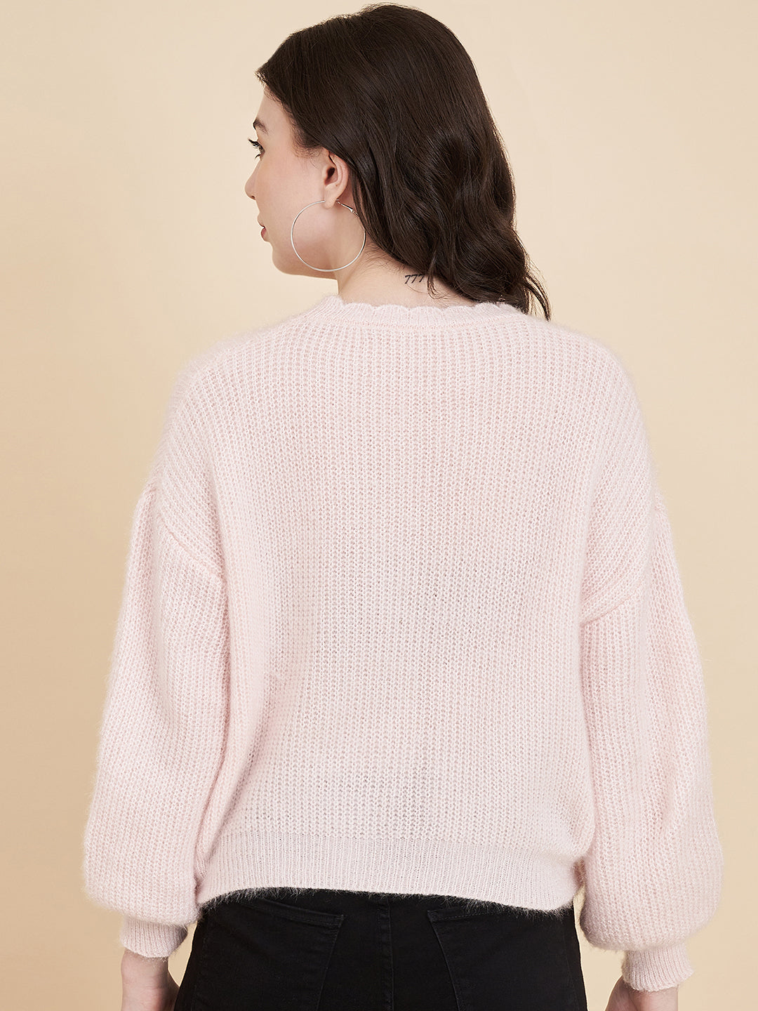 Women's Stylish Round Neck Solid Sweater