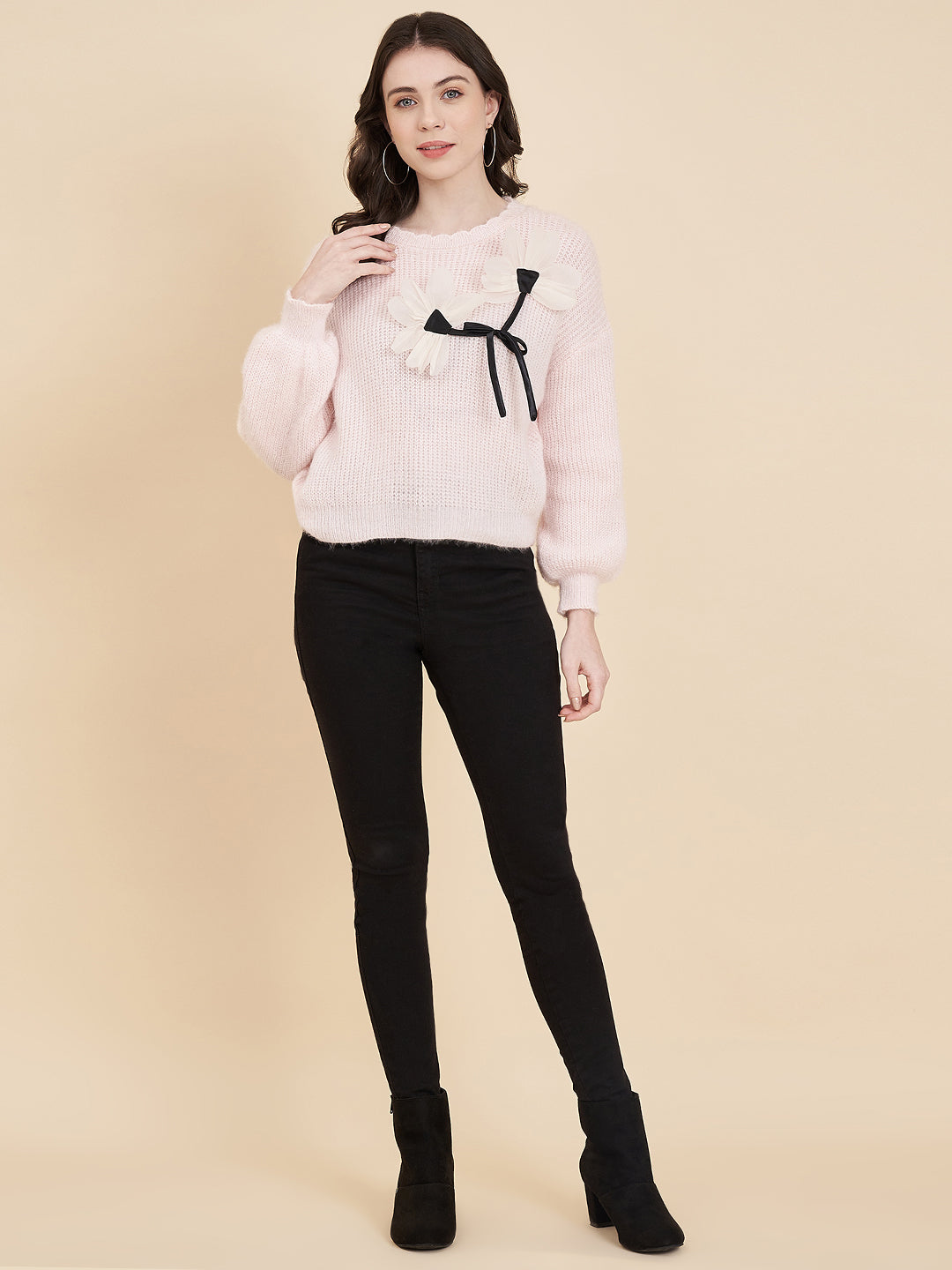 Women's Stylish Round Neck Solid Sweater