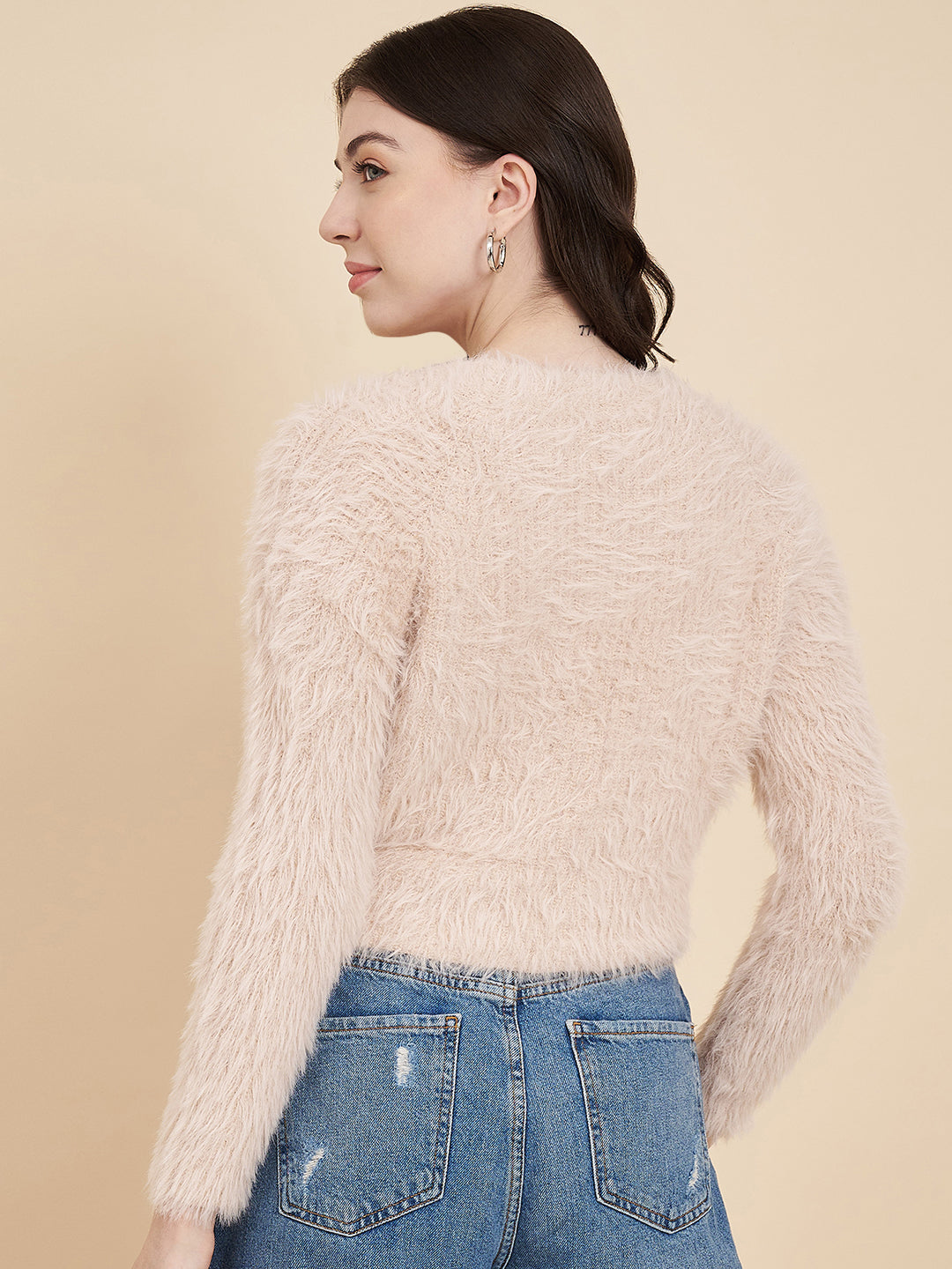 Women's Crop Fur Sweater