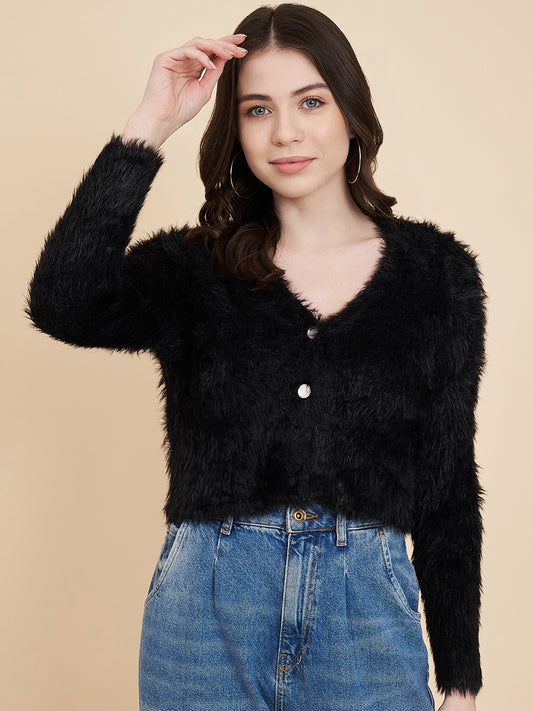 Women's Crop Fur Sweater