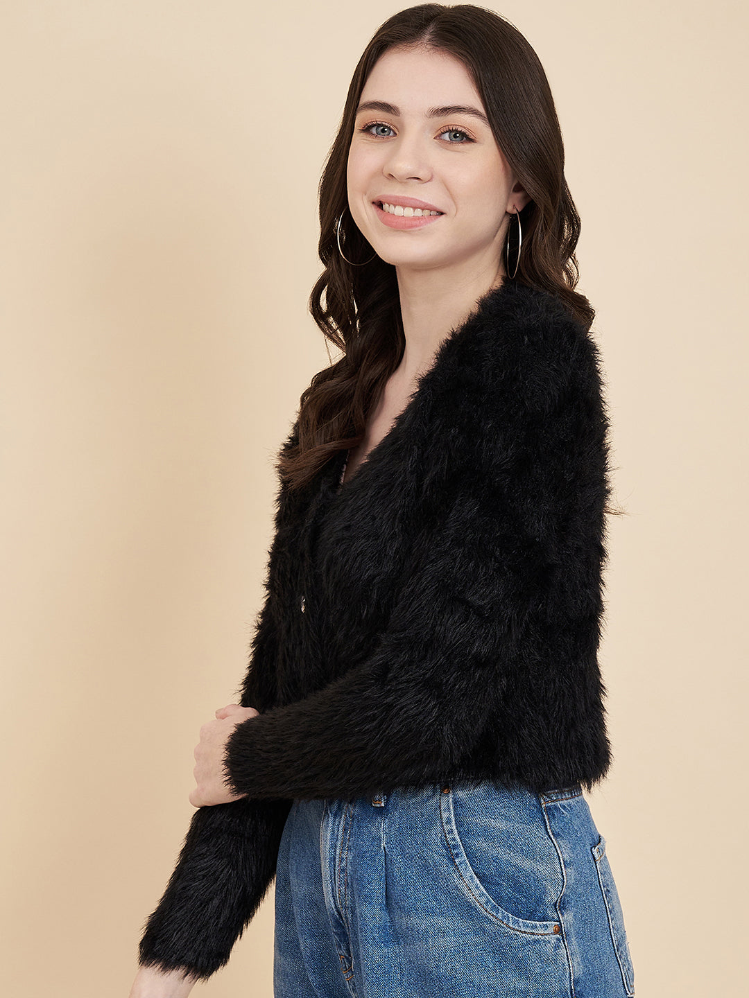 Women's Crop Fur Sweater