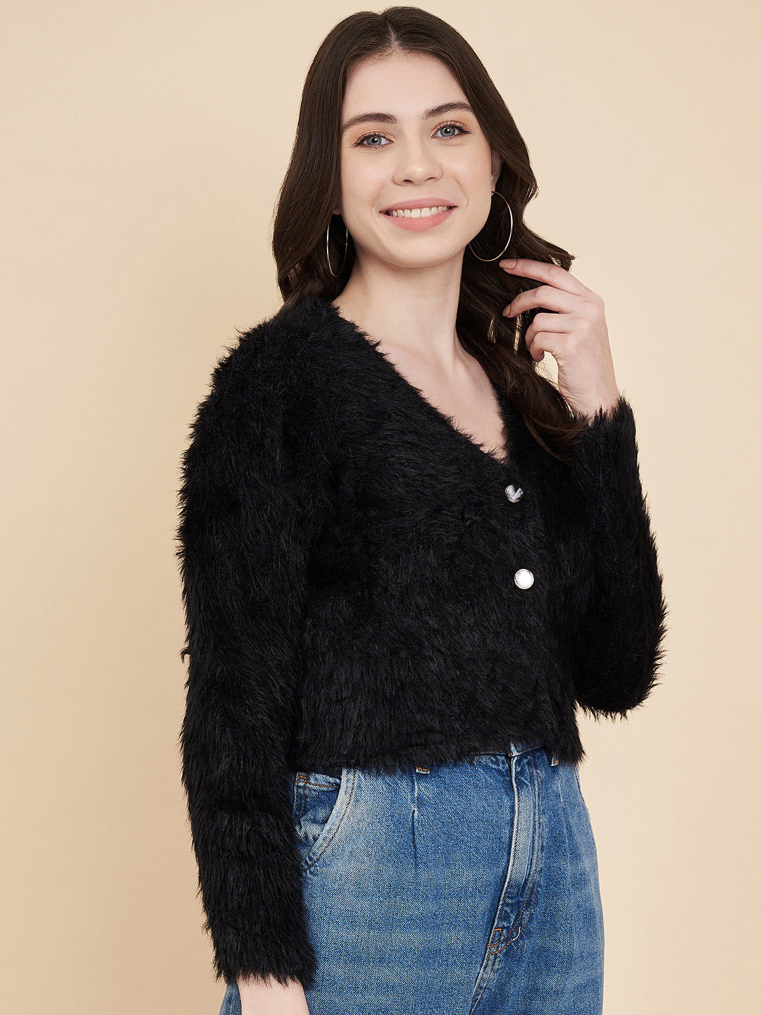 Women's Crop Fur Sweater