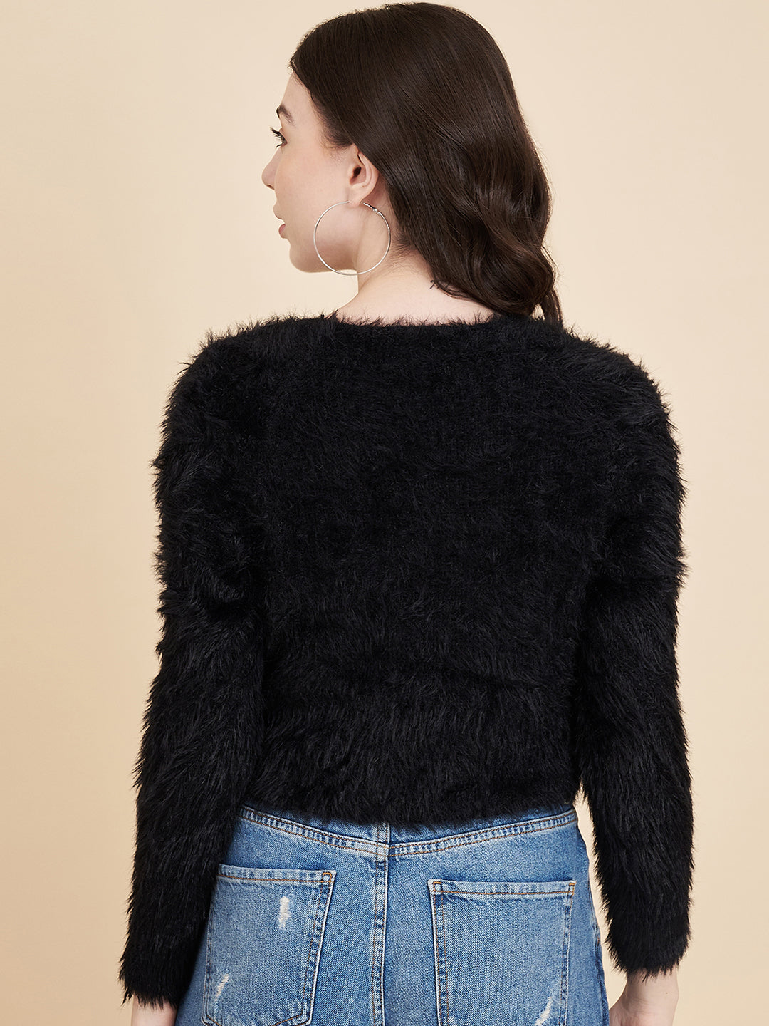 Women's Crop Fur Sweater