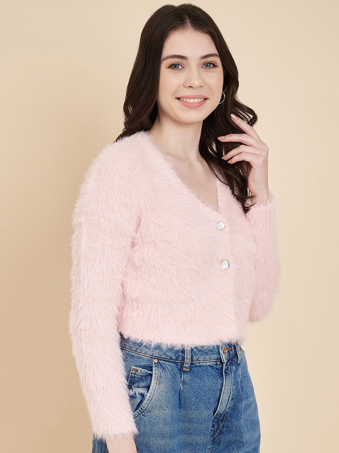 Women's Crop Fur Sweater