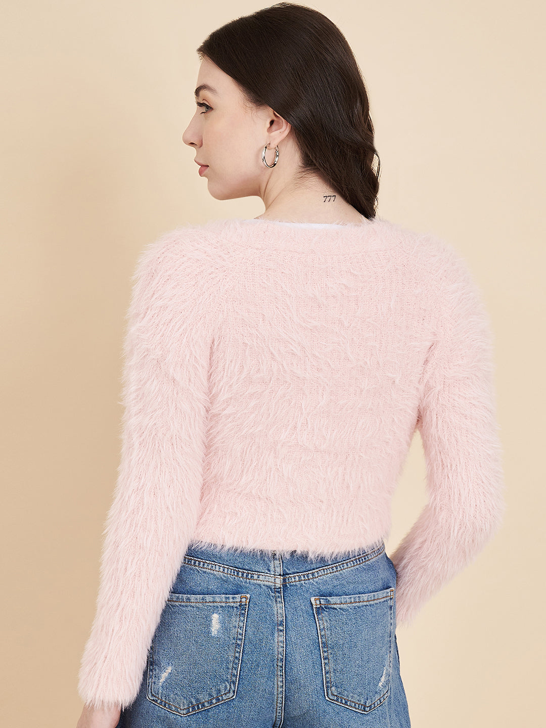 Women's Crop Fur Sweater