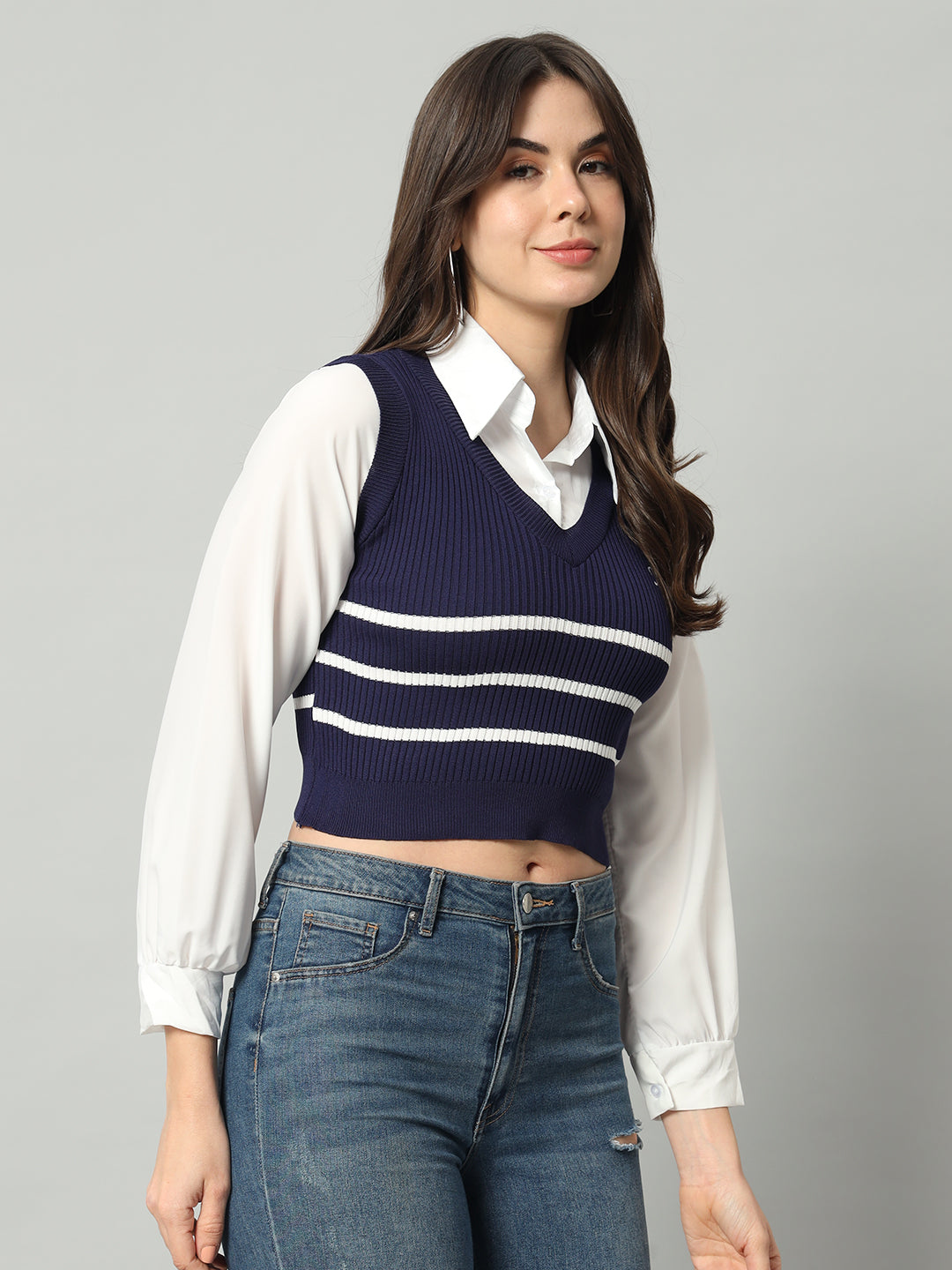 Women's sweater discount with attached shirt