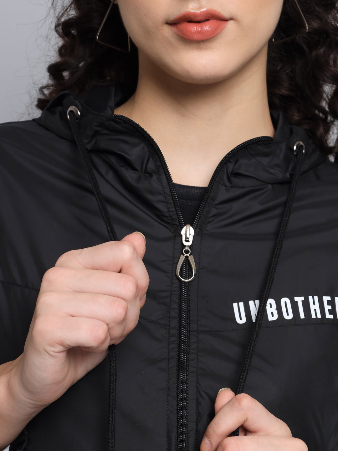 Broowl Women Black Windcheater Crop Sporty Jacket