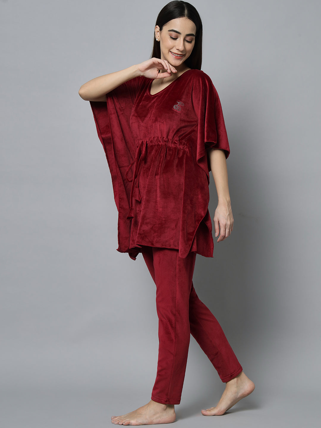 Broowl Women Maroon Solid Co-Ords.