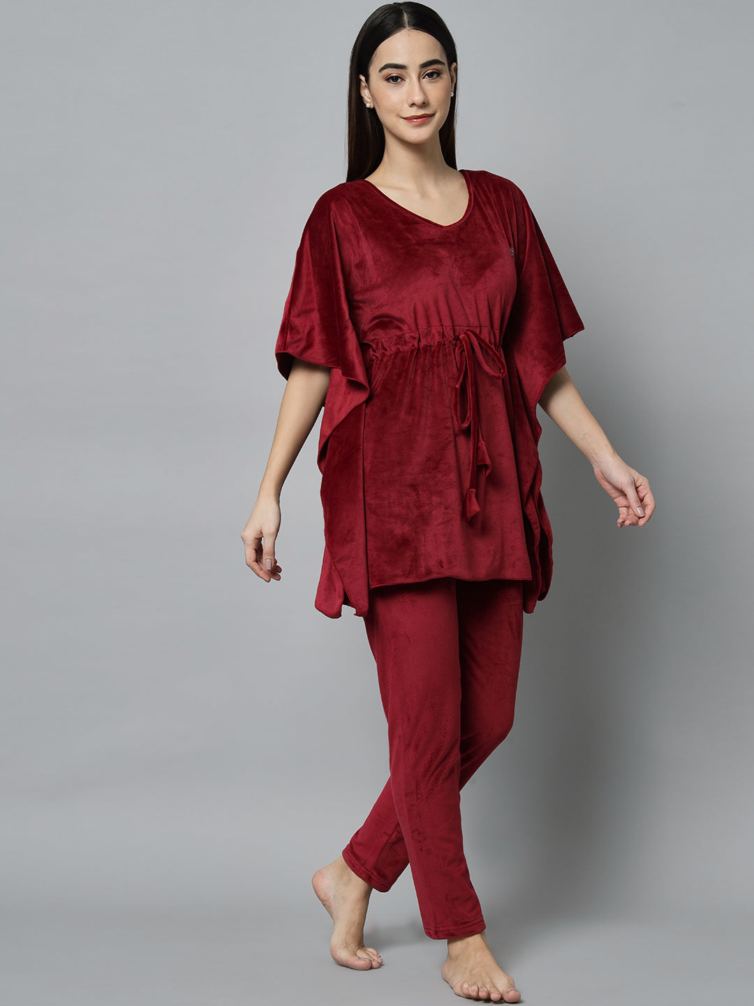 Broowl Women Maroon Solid Co-Ords.