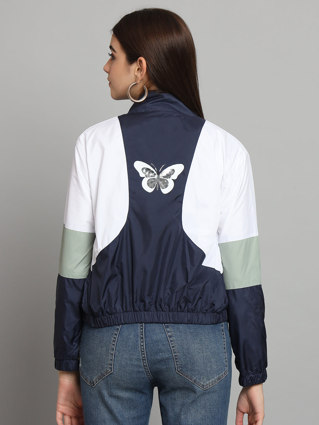 Broowl Blue Colourblocked Light Padded Jacket