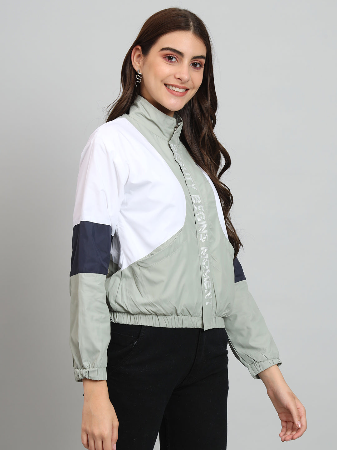 Green Colourblock Padded Jacket