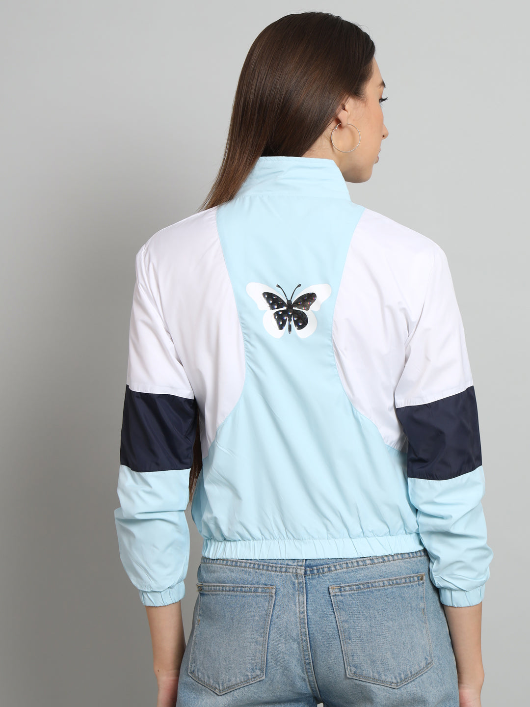 Turquoise Colour Block Padded Jacket