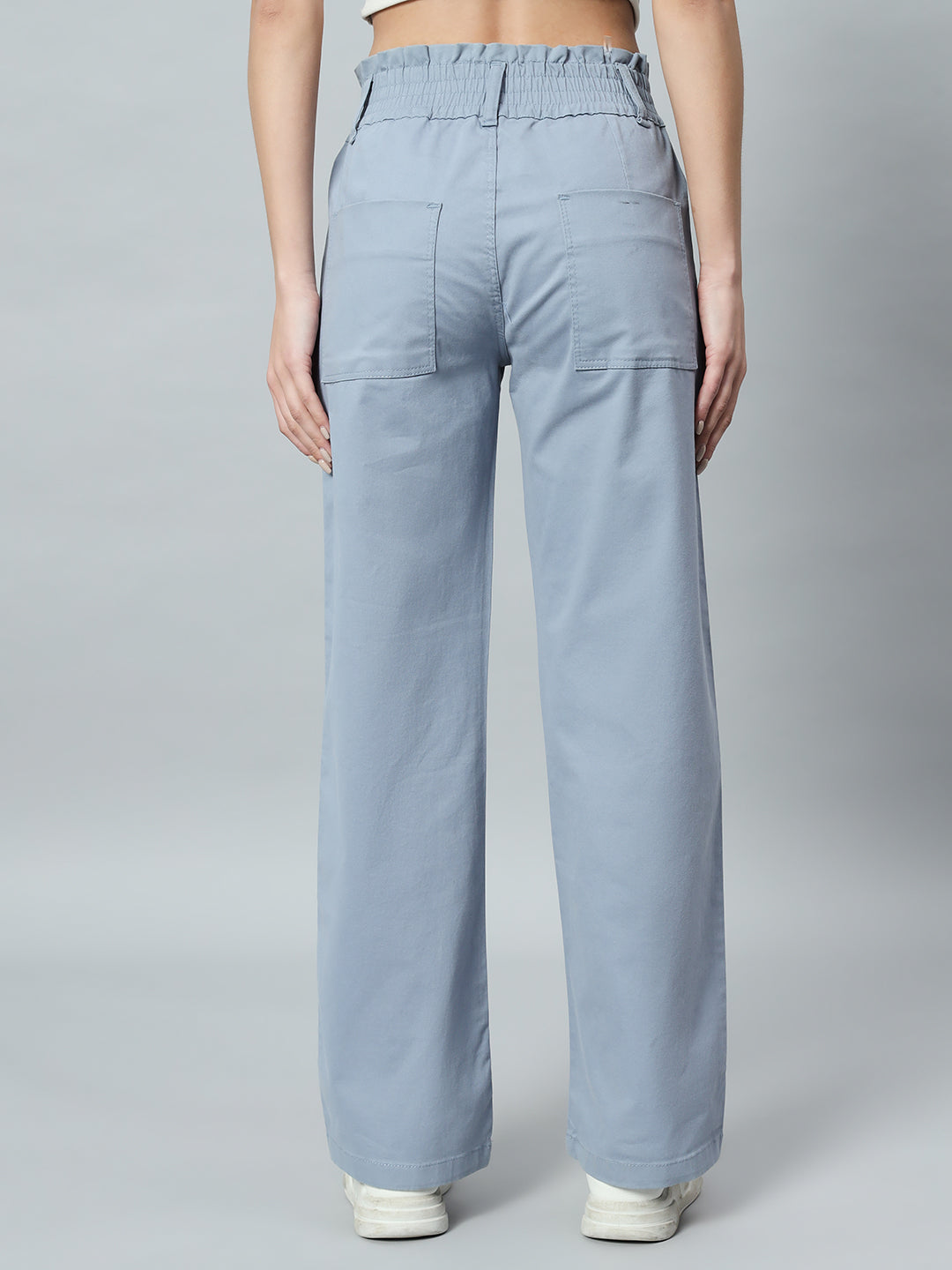 Women Relaxed Straight Fit Easy Wash Cotton Parallel Trousers