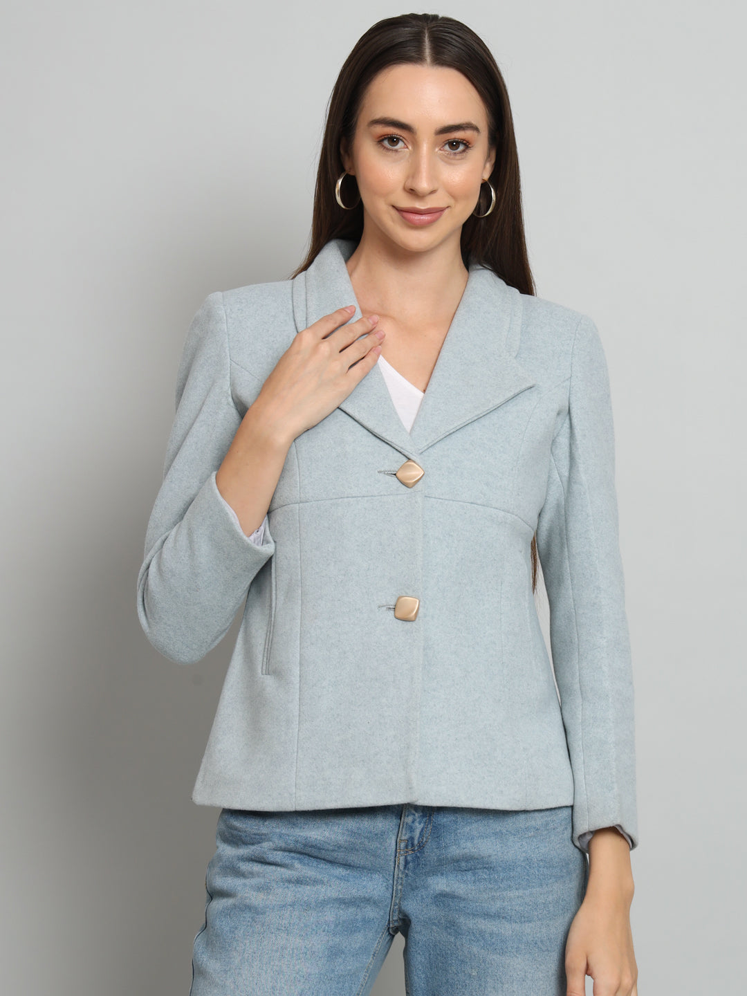 Womens Short Woollen Blazer