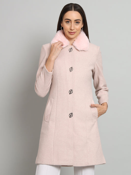 Pink Fur Woollen Overcoat