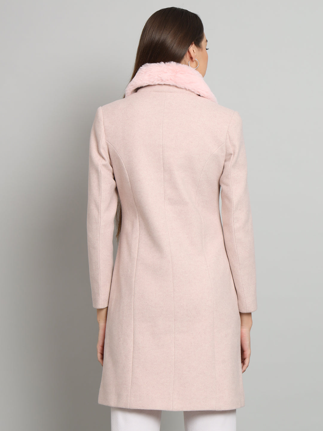 Pink Fur Woollen Overcoat