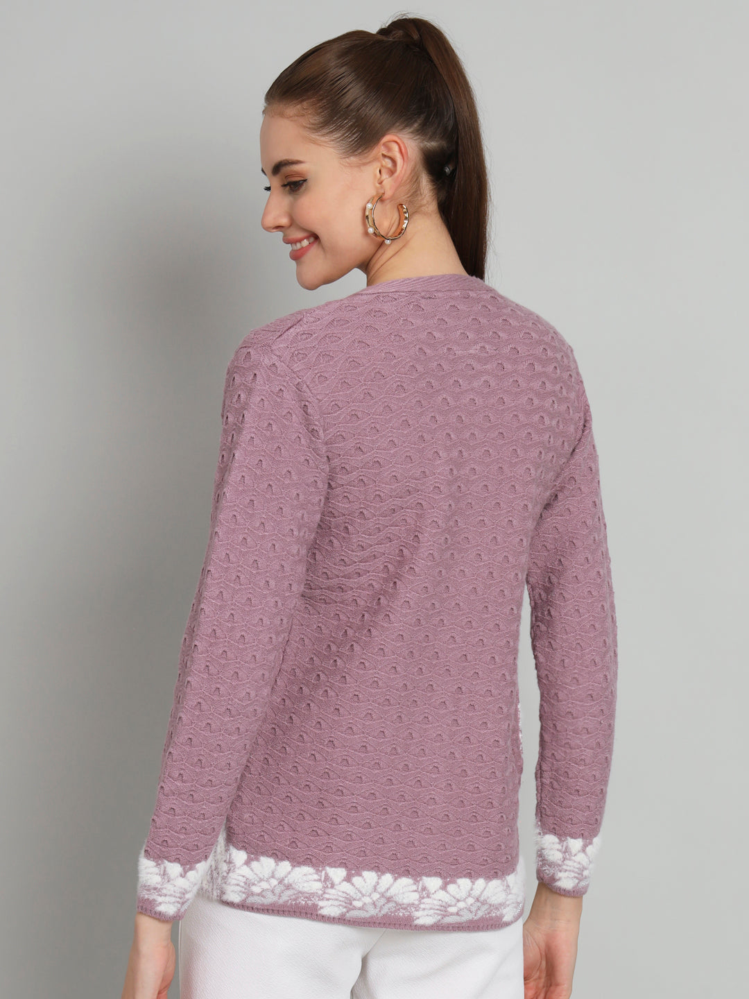 Purple Short Knitted Cardigan