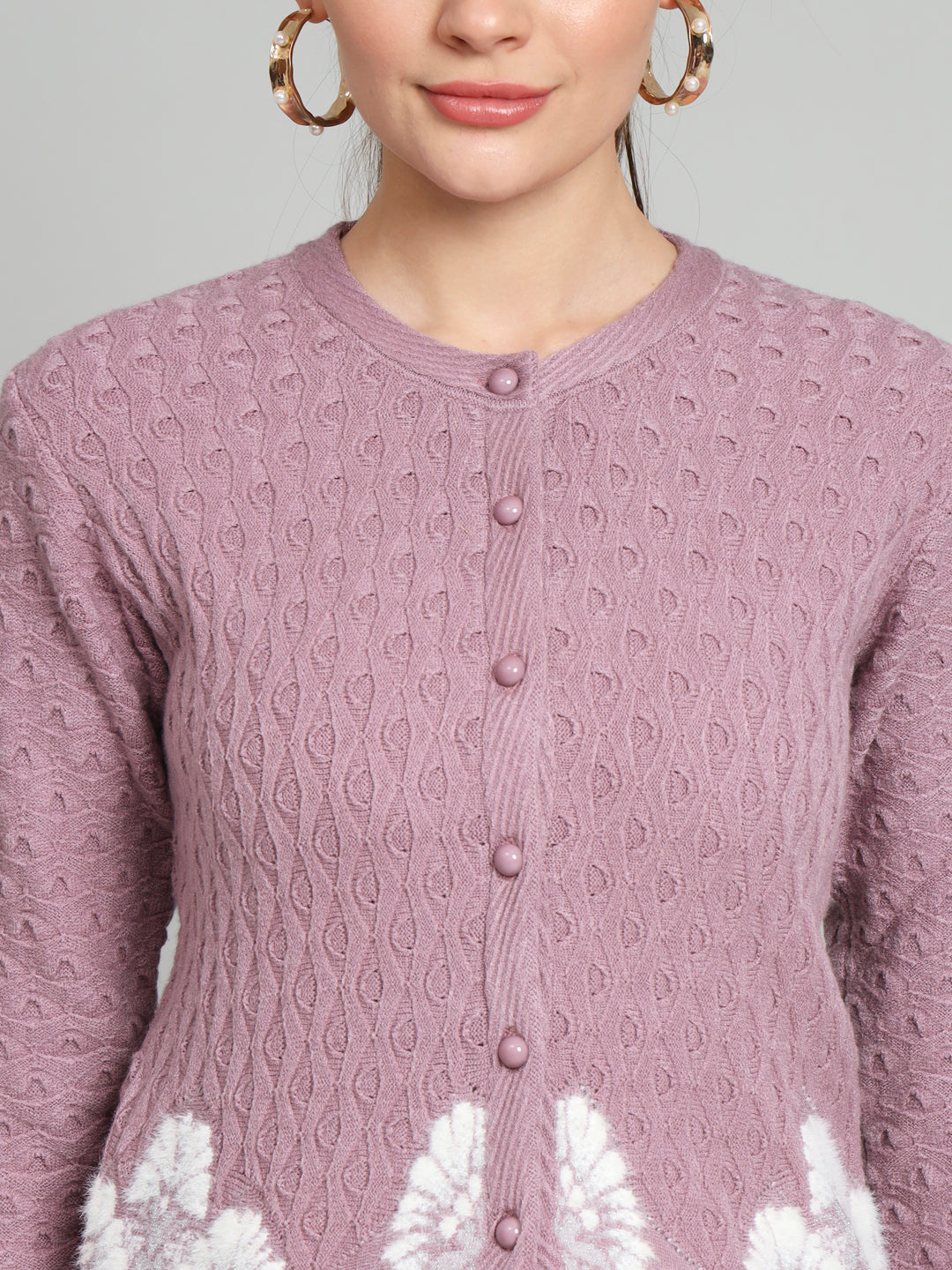 Purple Short Knitted Cardigan