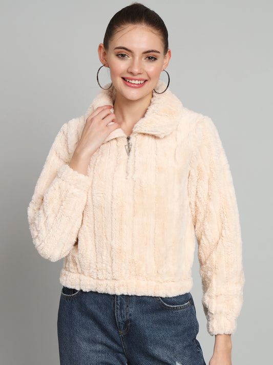 Peach Crop Sweater with Collar