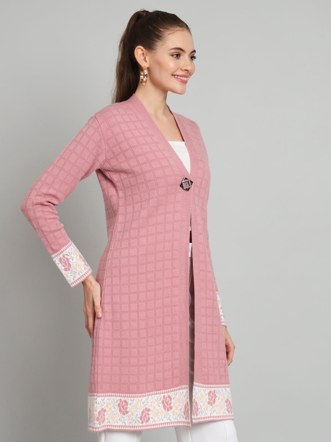 Broowl Pink Woollen Shrug