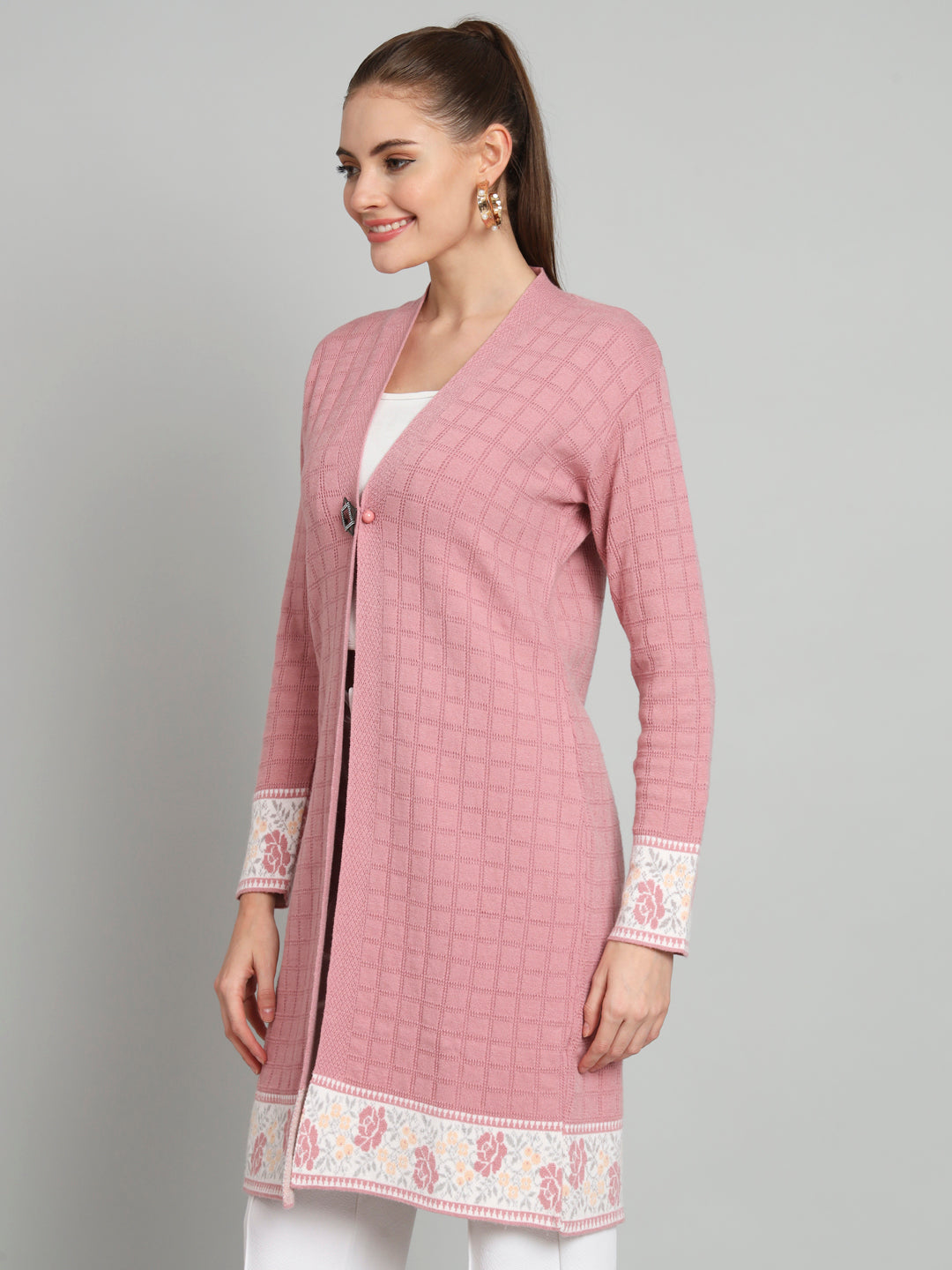 Broowl Pink Woollen Shrug