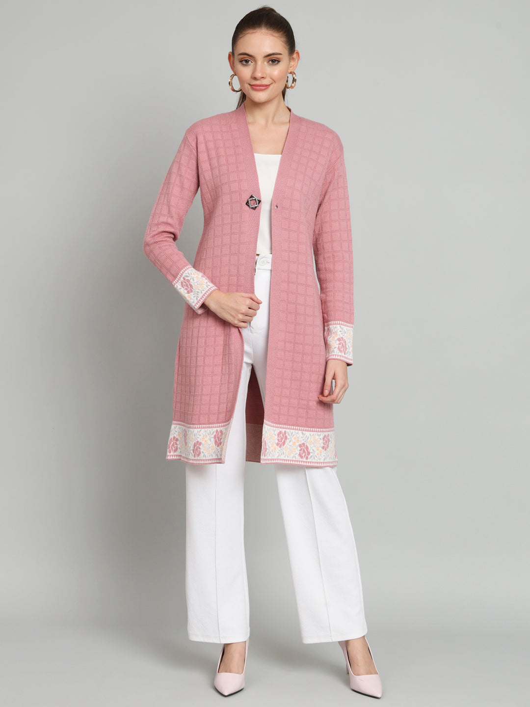 Broowl Pink Woollen Shrug