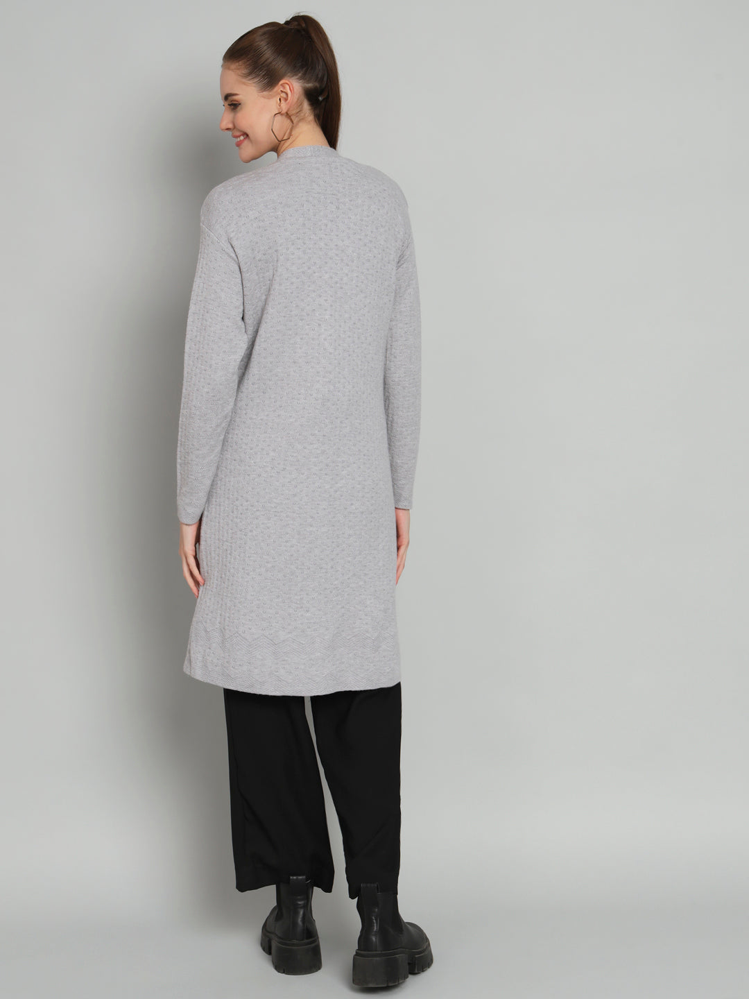 Grey Longline Woollen Shrug