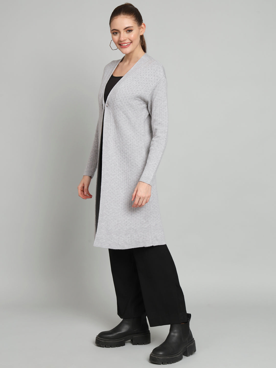 Grey Longline Woollen Shrug