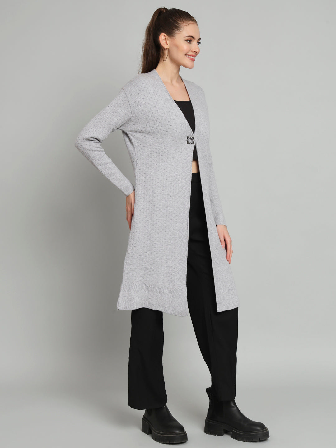 Grey Longline Woollen Shrug