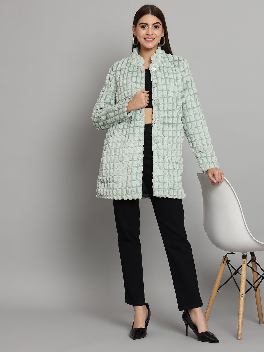 Green Soft Fur Overcoat