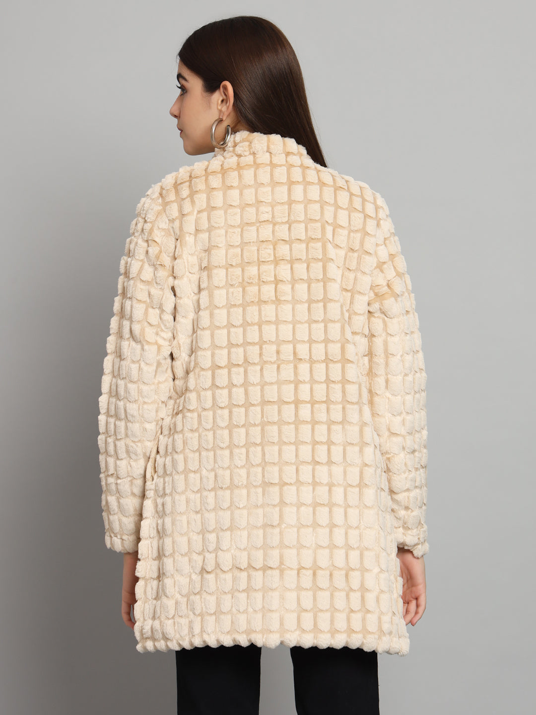 Womens Beige Fur Overcoat