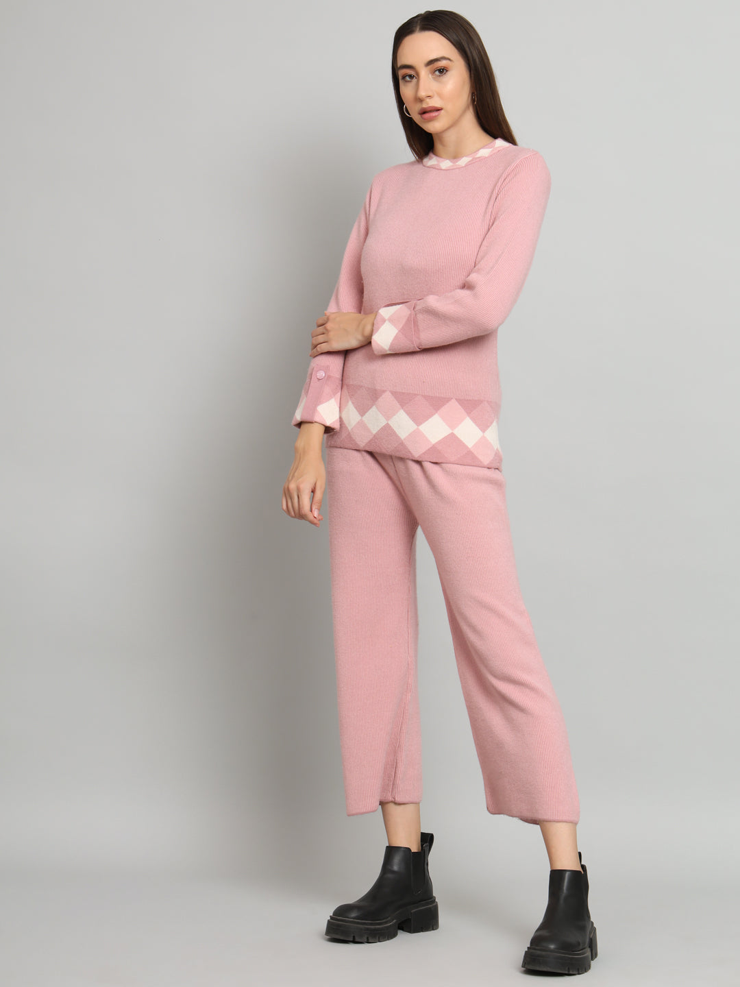 Pink Elite Woollen Coord Set