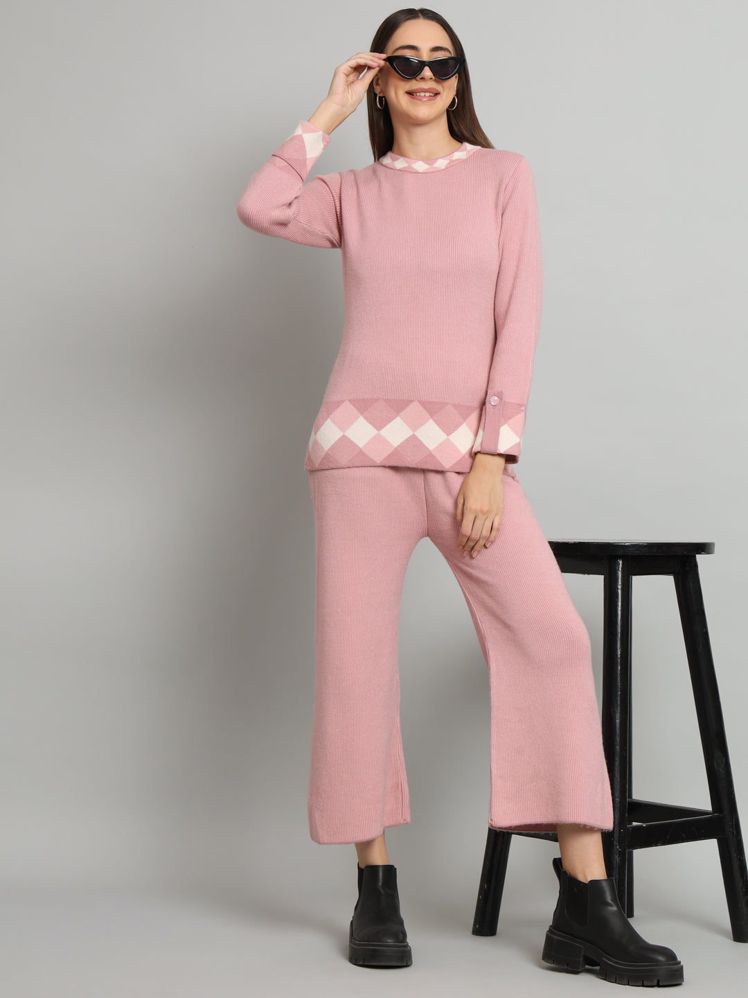 Pink Elite Woollen Coord Set