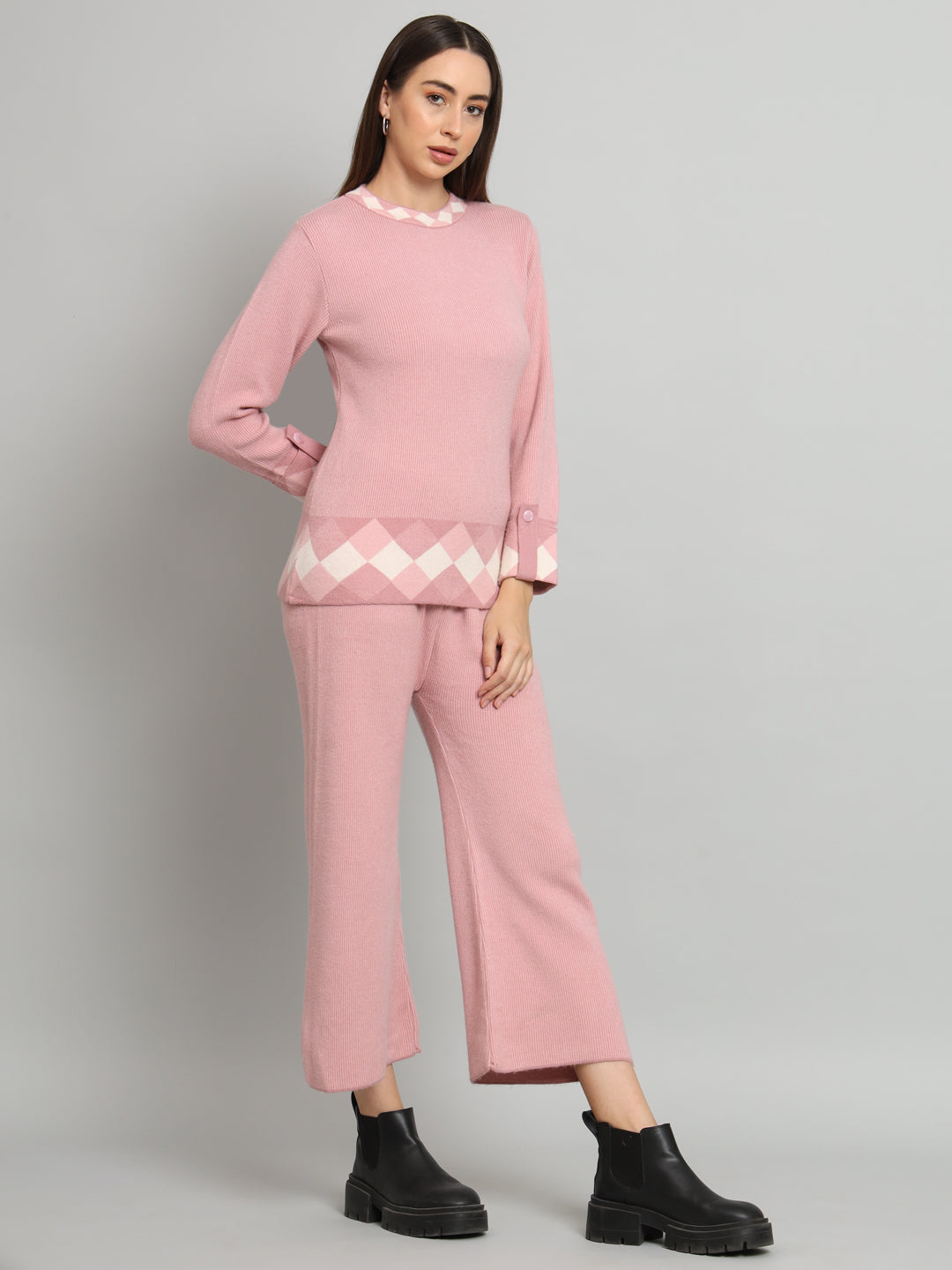 Pink Elite Woollen Coord Set