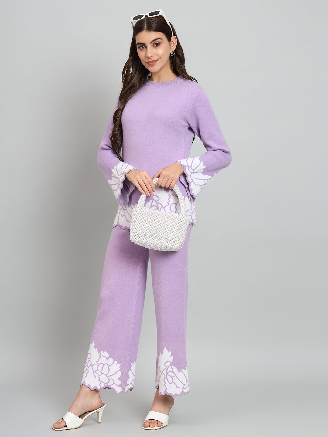 Lavender Woollen Tunic with palazzo