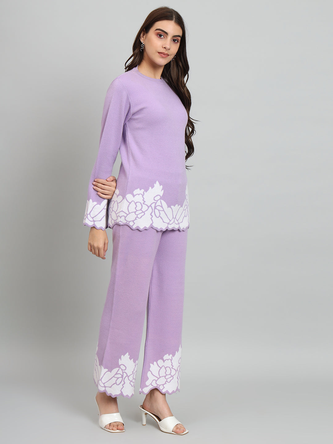 Lavender Woollen Tunic with palazzo