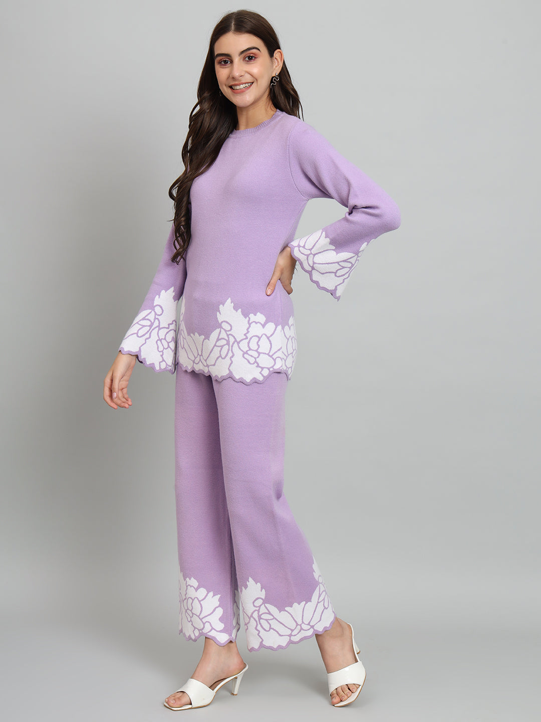 Lavender Woollen Tunic with palazzo