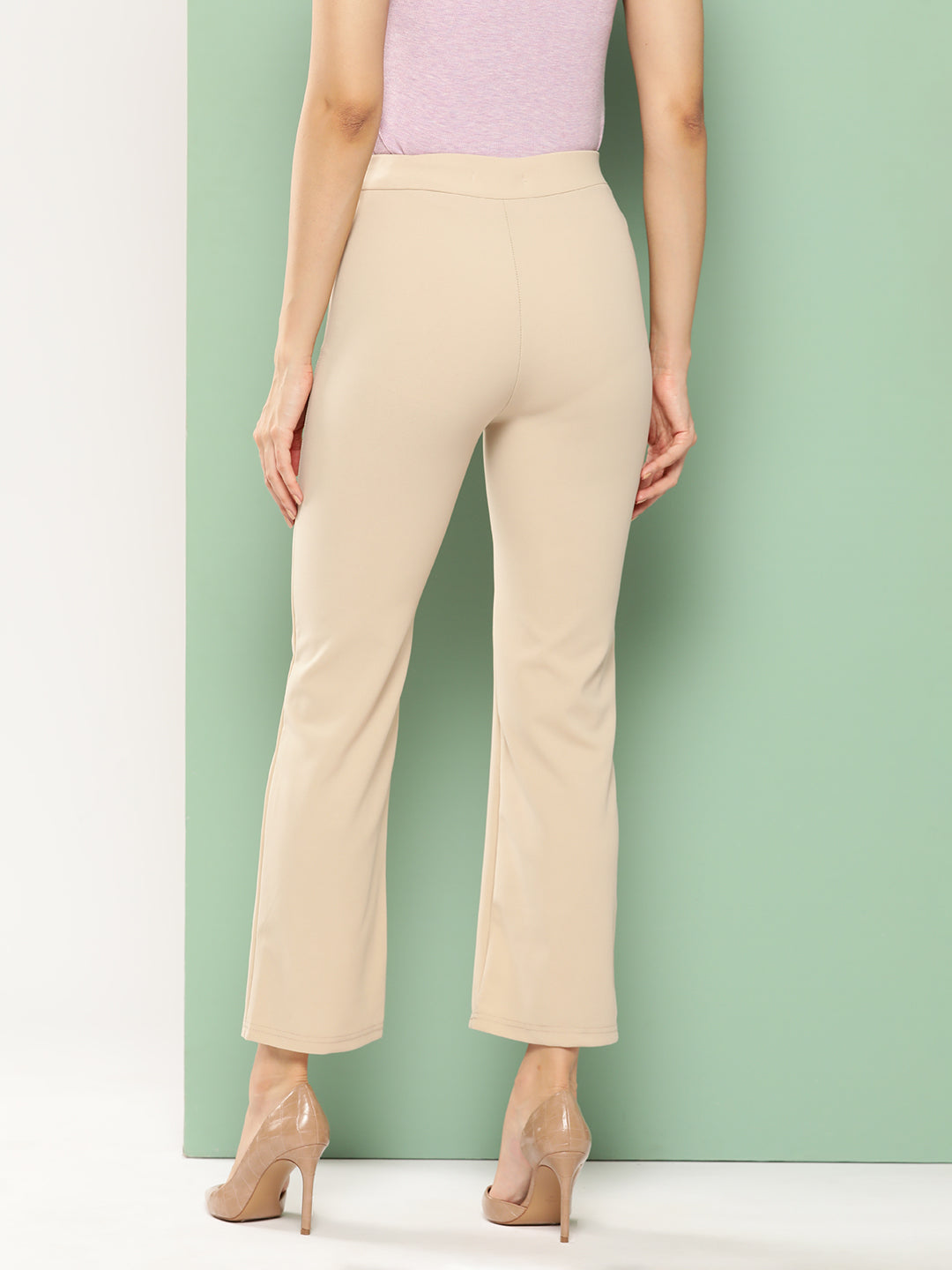 BROOWL Women Smart Solid High-Rise Trousers