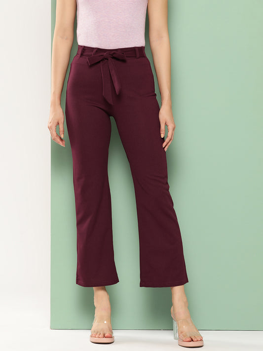 BROOWL Women Smart Solid High-Rise Trousers