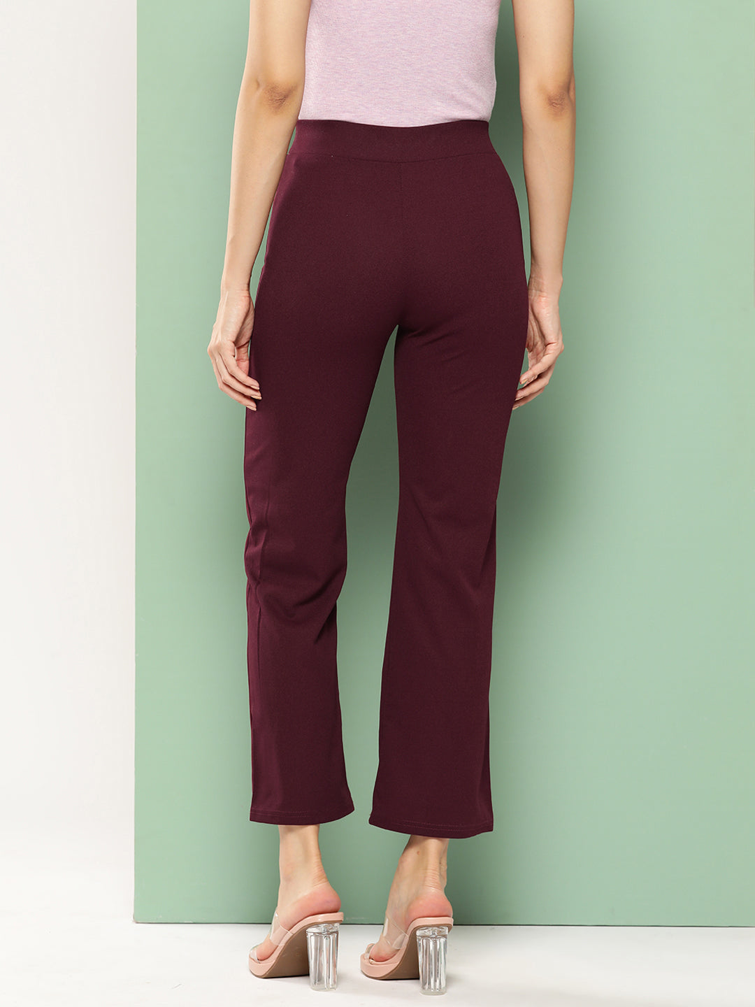 BROOWL Women Smart Solid High-Rise Trousers